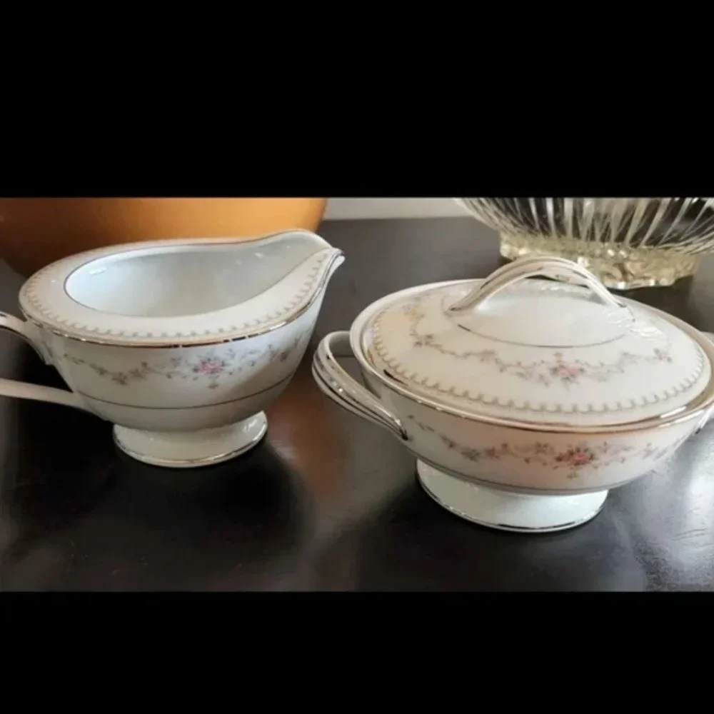 Copy Vintage Elegant NORITAKE Fine China Creamer & Sugar Bowl Set Pattern is …